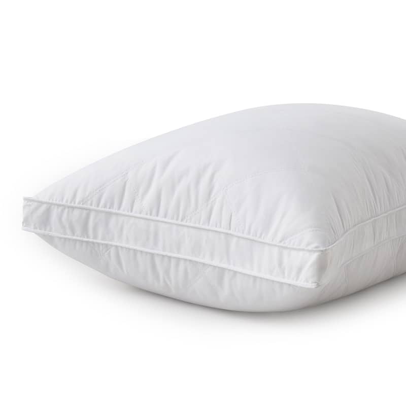 Set of 2 Premium Medium-Firm Goose Feather Down Bed Pillow with Gusset - White