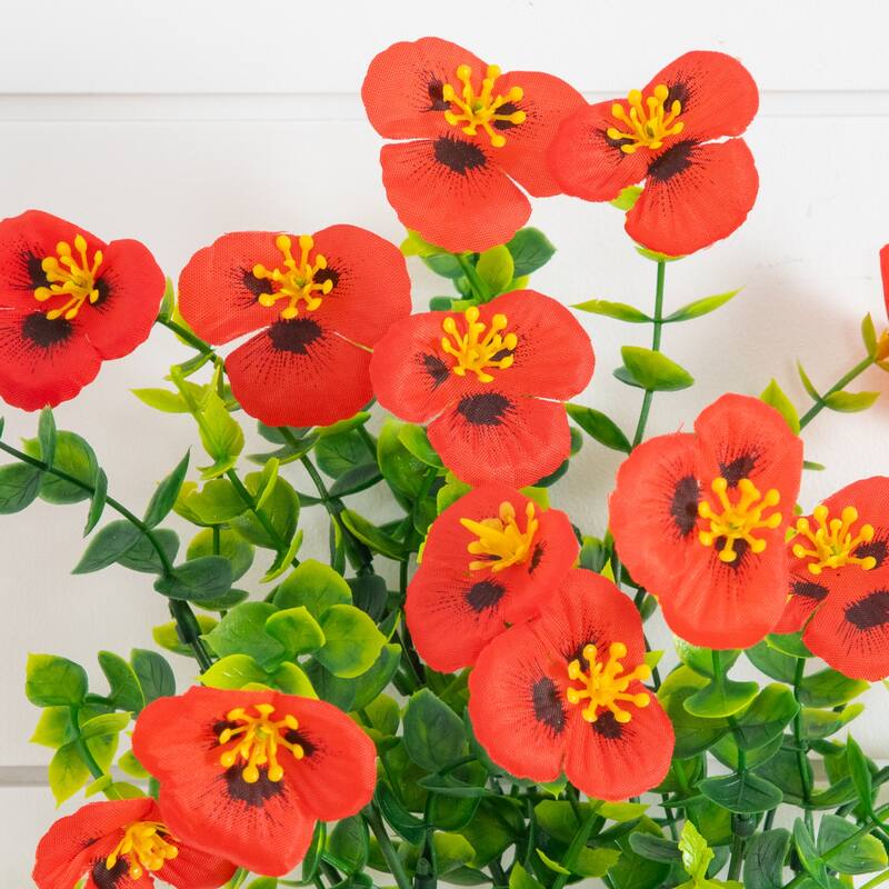 13-in UV Resistant Artificial Pansy Bush (Indoor/Outdoor) - Set of 12