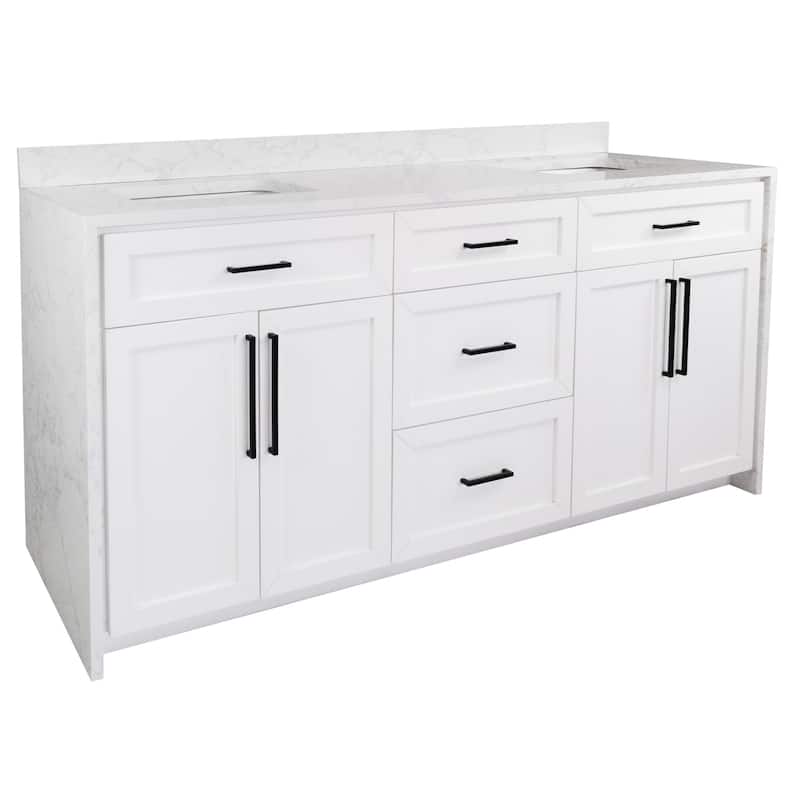 KitchenBathCollection Palisade 72" Double Waterfall Vanity with Engineered Marble Top