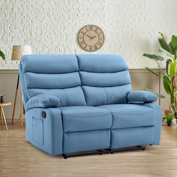 Hzlagm Tech Leather 2-Seater Manual Recliner, Reclining