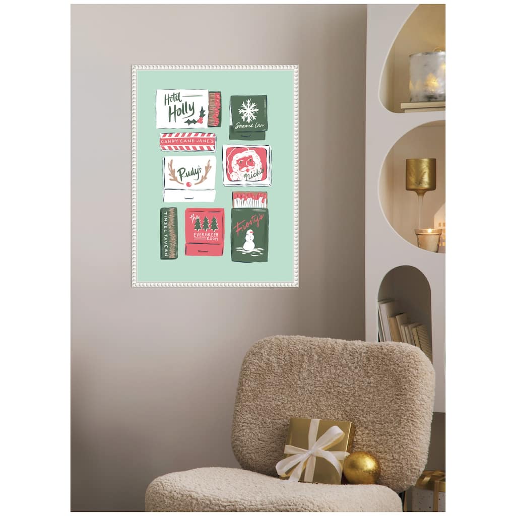 Kate and Laurel Sylvie Beaded Holiday Matchbooks Framed Canvas by Krissy Mast