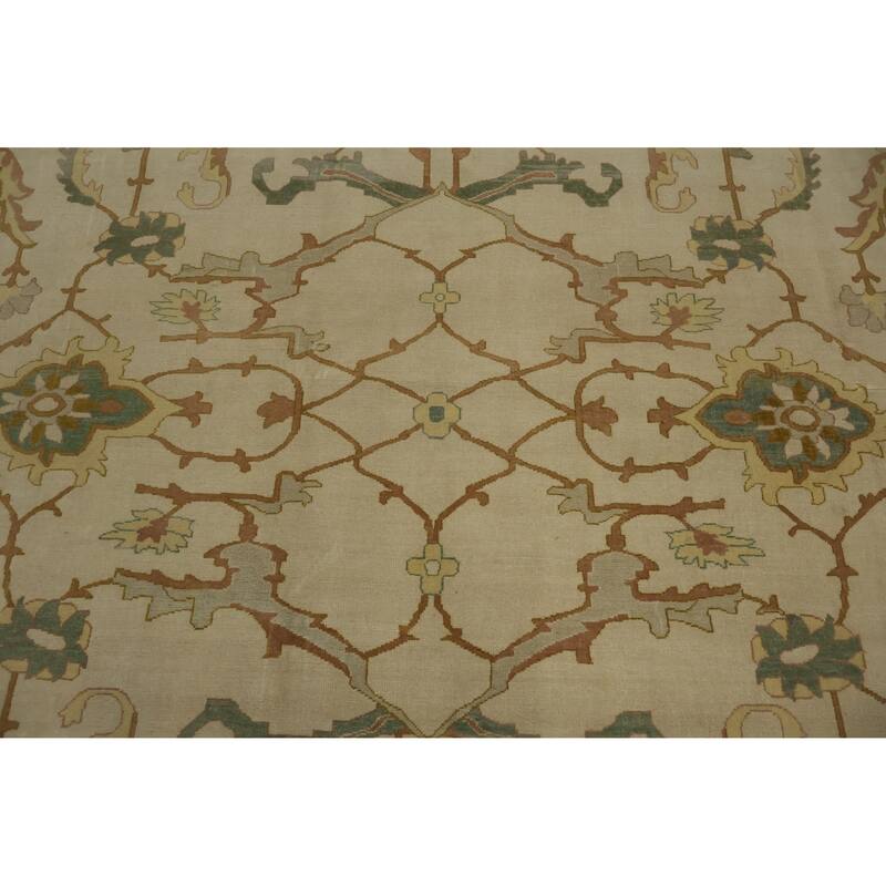 Hand Knotted Oriental 100% Wool Carpet Traditional All-Over Beige & Ivories Ziegler Area Rug - 12' 1'' X 12' 0''