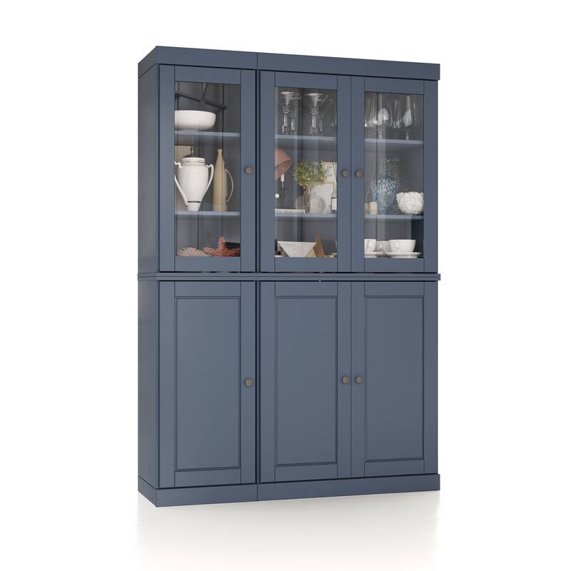 Palace Imports 100% Solid Wood Pantry China Cabinet, Raised Panel & Clear Glass Doors, 2 Drawers, 48.5" Wide, 71.5" Tall