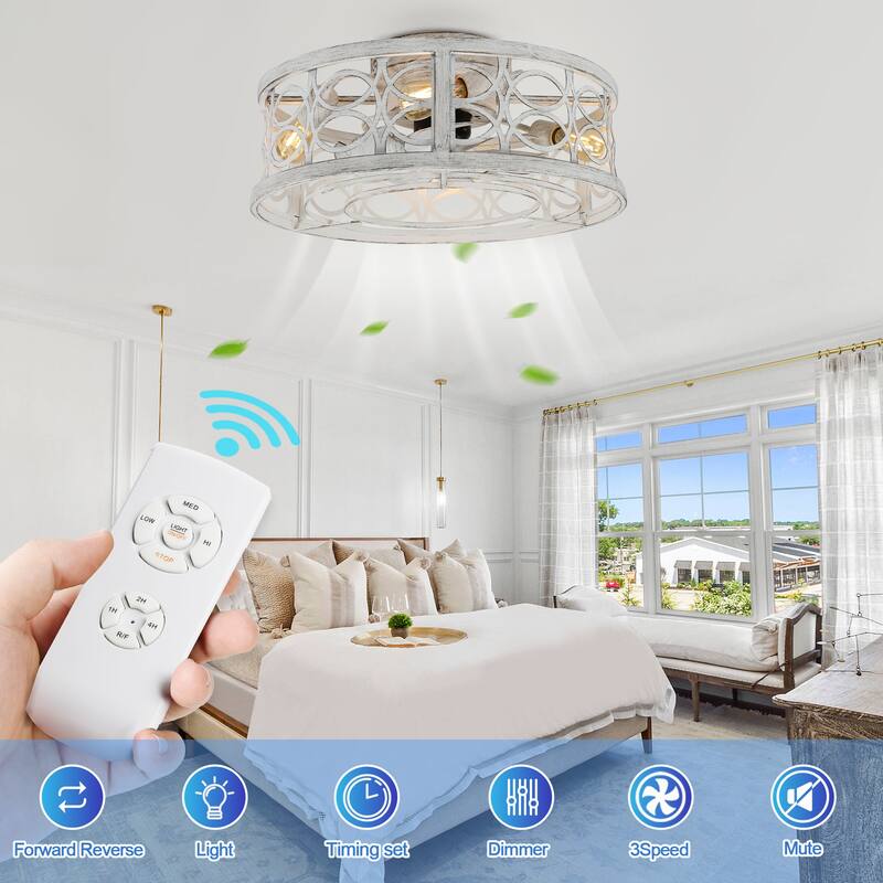 Cusp Barn 20-In Retro Distressed White Ceiling Fan with Lights