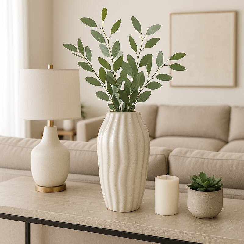 Ceramic Decorative Vase Tall Flower Sculpted Inspired Design