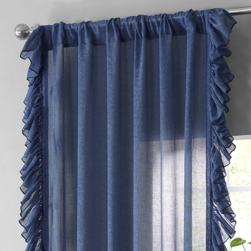 Exclusive Fabrics Faux Linen Ruffle Sheer Curtain (1 Panel)