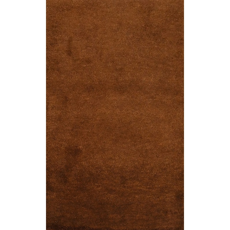 Hand Knotted Oriental 100% Wool Carpet Modern Solid Brown Gabbeh Area Rug - 3' 10'' X 2' 5''