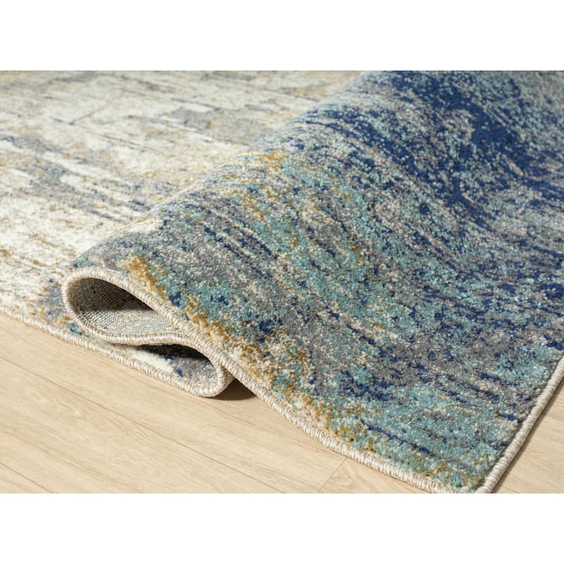 Milan Collection Abstract Blue Area Rug