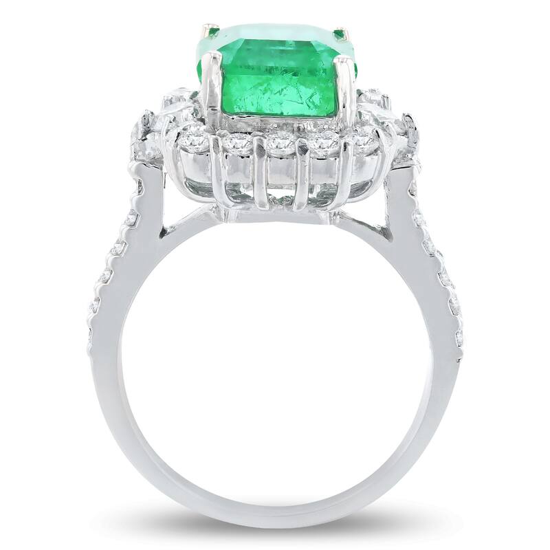 Auriya 14k White Gold 4 1/10ct Emerald and 1ct TDW Diamond Ring
