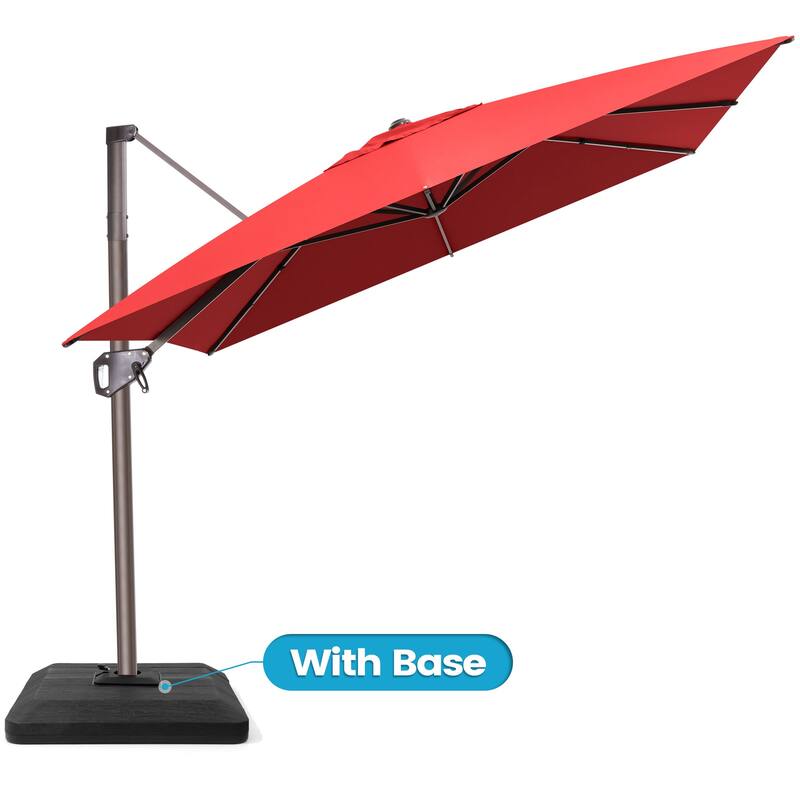 Outdoor 11 x 9 FT Patio 360 Degree Rotation Cantilever Umbrella with 4-Piece Umbrella Base