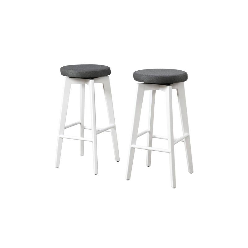 LuXeo Serena Bar Stool Wood Legs with Upholstered Fabric Seat (Set of 2)