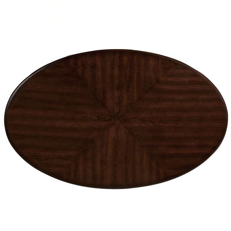 42'' oval wood coffee table for Living Room, 2-Tier Solid Wood Cocktail Table with Open Storage Shelf