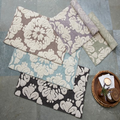 Better Trends Medallion Collection 100% Cotton 3-Pc Set Bathroom Rugs-Soft & Super Absorbent, Non-Skid Latex, Machine Washable