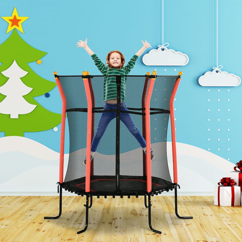 Soozier Trampoline for Kids with Net, Indoor/Outdoor Toddler Trampoline with Safety Enclosure