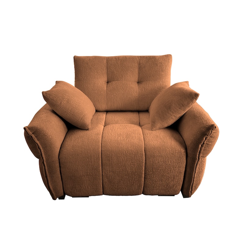 53.94" Chenille 1-Seater Sofa with High-Resilience Support Cushions and Throw Pillows