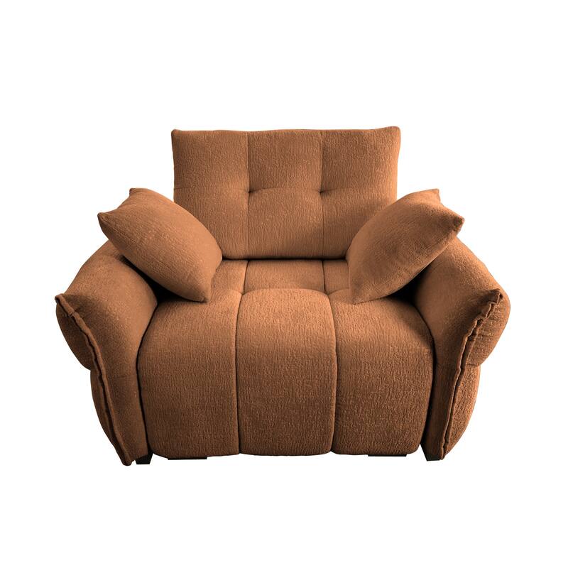 Chenille Upholstered Single Sofa, Ergonomic Reading Lounge Chair, Single Sofa Chair with High-Resilience Support Cushions