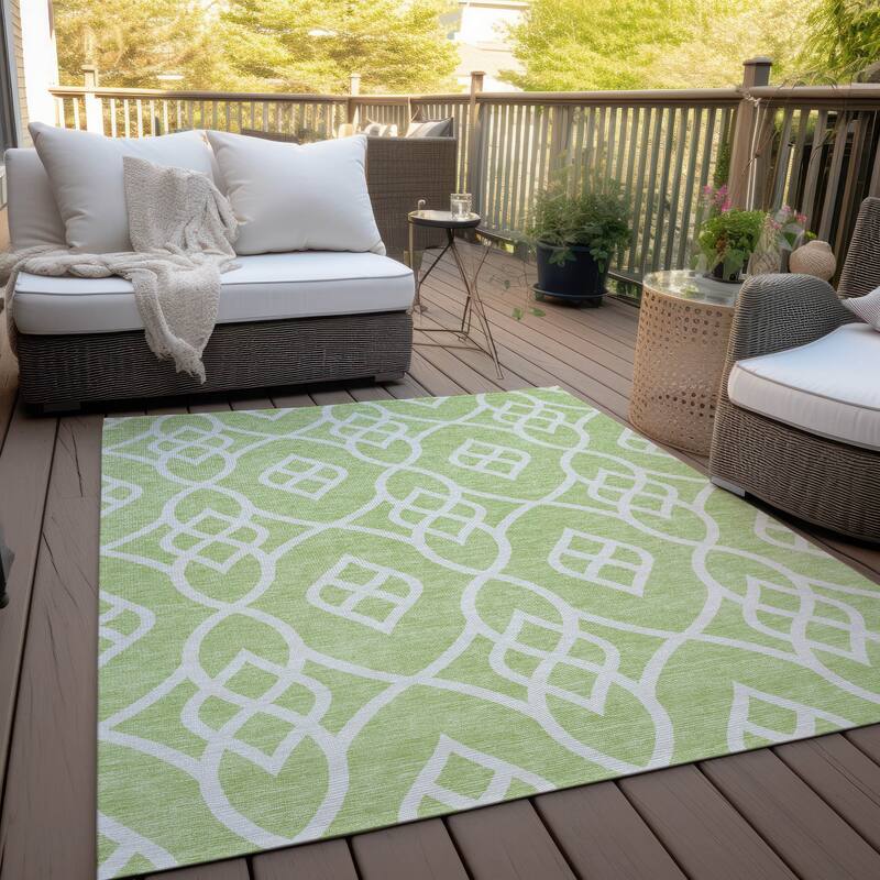 Machine Washable Indoor/ Outdoor Chantille Modern Trellis Rug