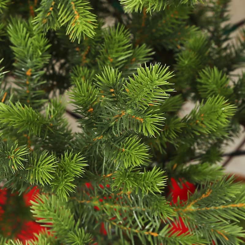Realistic 6ft Cedar Artificial Christmas Tree with Pre-Attached Branches and Stable Steel Base Xmas Tree for Home Office