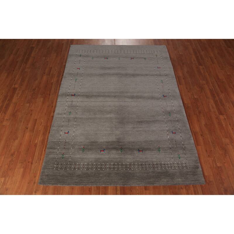 Tribal Gabbeh Oriental Area Rug Handmade Wool Carpet - 5'7" x 7'11"