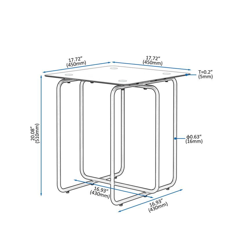 Modern Tempered Glass Coffee Table End Table Side Table For Living Room