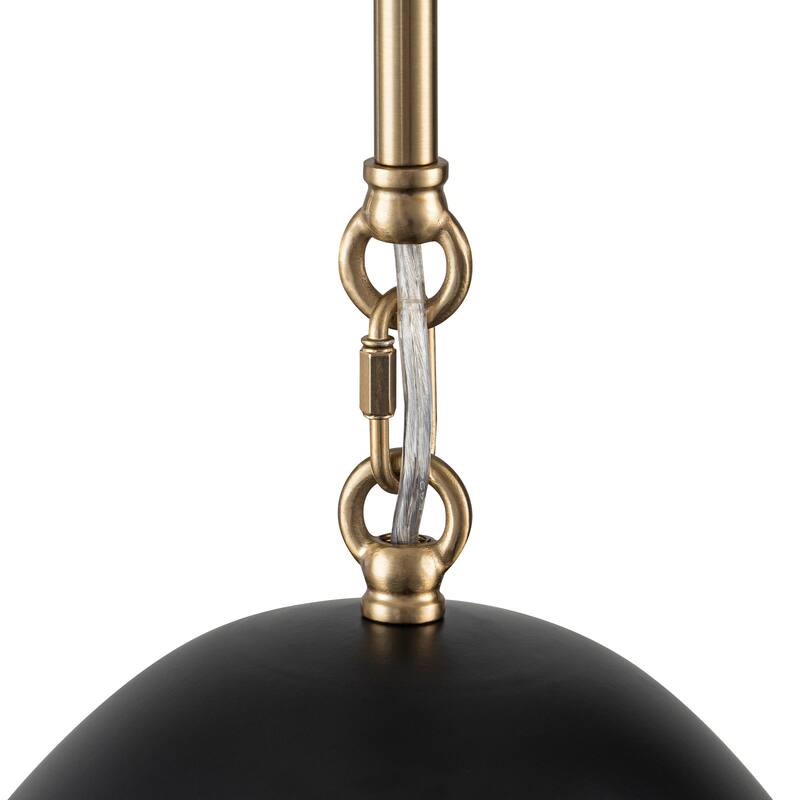 Brushed Gold & Black Egg-Shaped Pendant Light with Clear Glass Shade - Dia.11.81-in