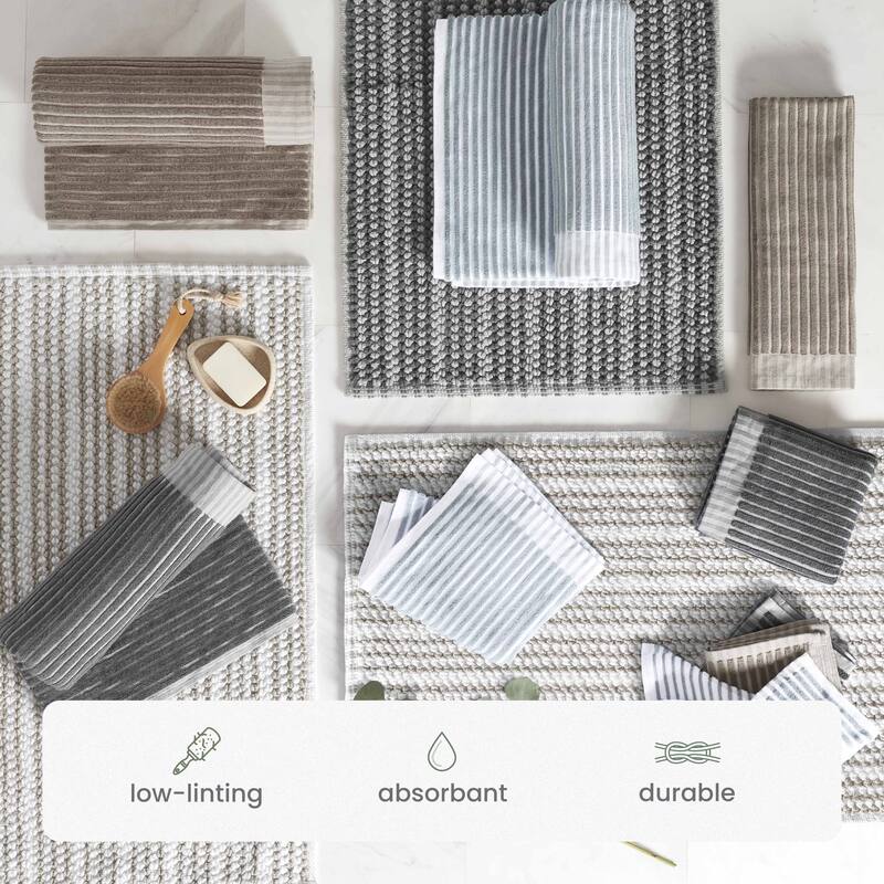 Martex Sculpted Stripe Tan Bath Towel