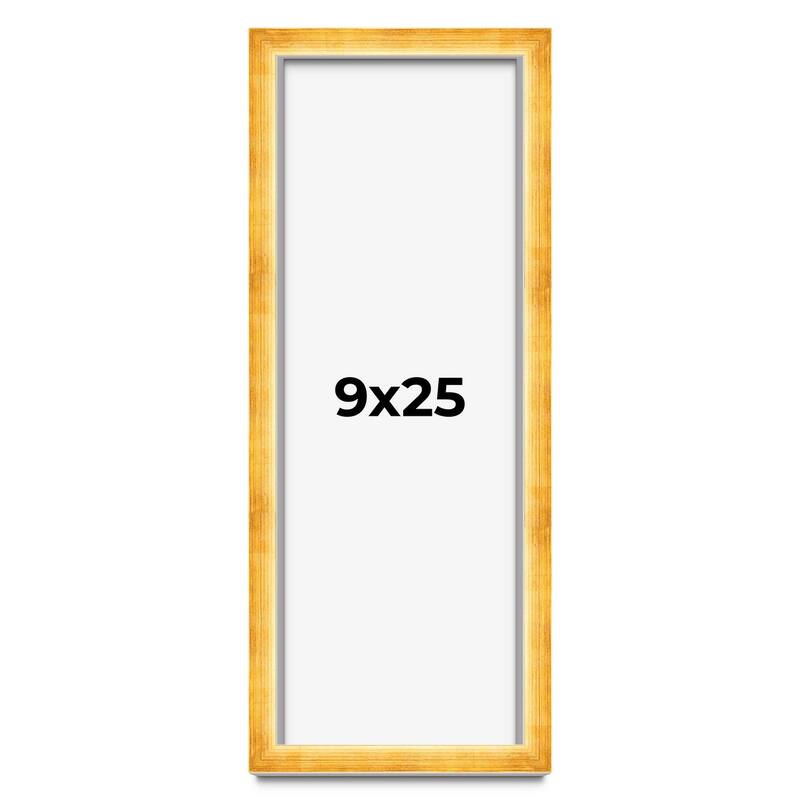 9x25 Shadow Box Frame Gold | 1.625 Inches Deep Real Wood Traditional