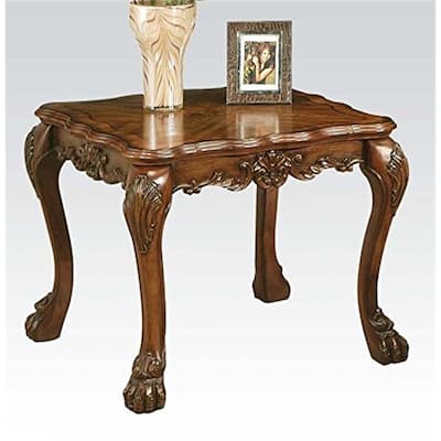 Traditional End Table - Cherry Oak Accent Table with Claw Feet - Living Room Side Table - 24
