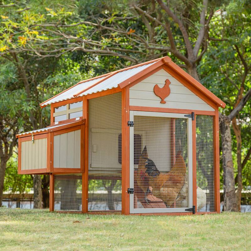 Weatherproof outdoor chicken coop with waterproof PVC roof