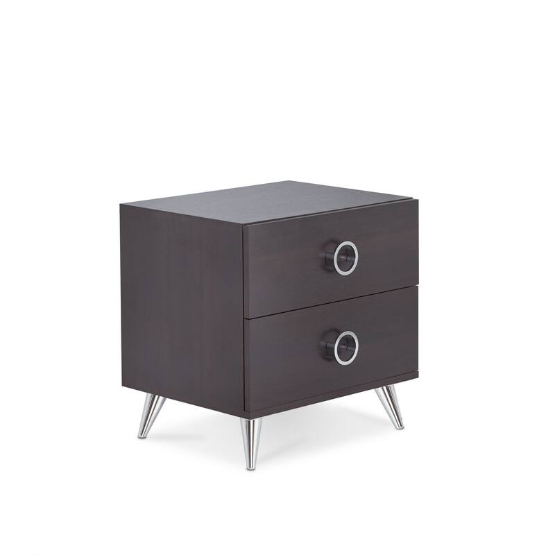 HomeRoots 20" Silver And Espresso End Table With Two Drawers - 20' X '20' X '17