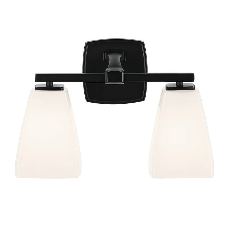 Kichler Lighting Marant 14.25" 2-Light Vanity Light with Opal Glass in Black