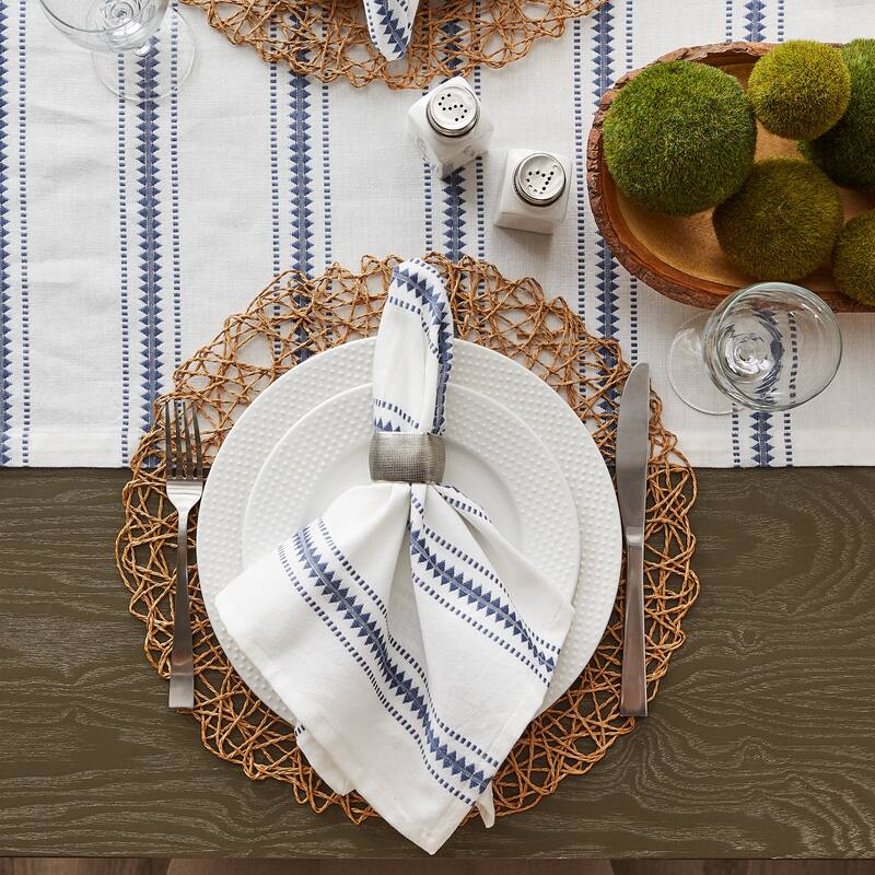 DII French Blue Zig Dobby Stripe Napkin (Set of 6)