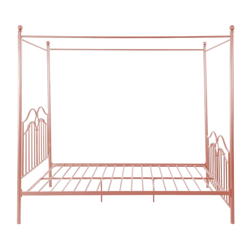 Christopher Knight Home - Voss Queen Iron Canopy Bed Frame with Four-Post Canopy Design