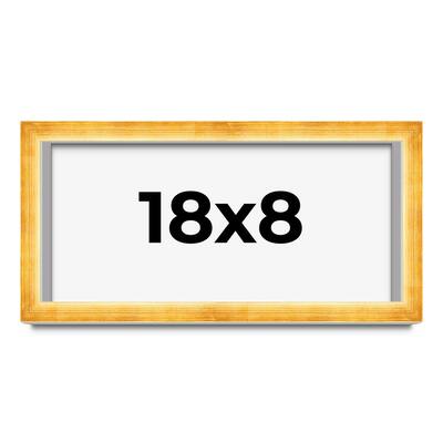 18x8 Shadow Box Frame Gold | 1.625 Inches Deep Real Wood Traditional