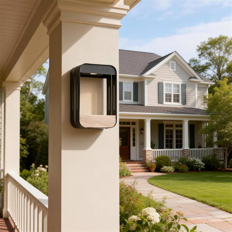 Modern Solar Rectangle Frame Integrated LED Sensor Outdoor Wall Light