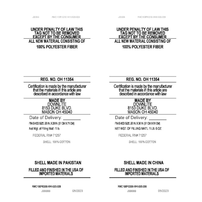 Downlite Resort Medium Density EnviroLoft AAFA Certified Pillow