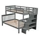 preview thumbnail 6 of 9, Lodge Design Twin Over Full Wood Bunk Bed with Guard Rail,Maximized Storage Space,Four-Step Set Of Stairs