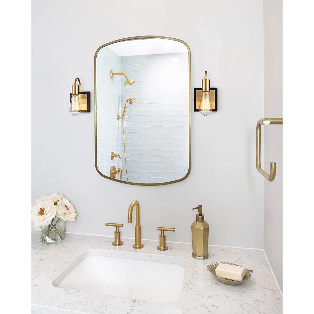 Black and brushed online gold vanity light