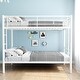 preview thumbnail 2 of 9, Modern Twin Over Twin Size Metal Frame Bunk Bed with Ladder and High Guardrail, Able to Split, Storage Space