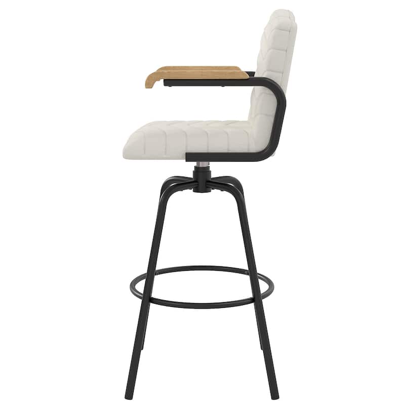 VECELO Modern Velvet Upholstered Bar Stools with Back and Arms, 30" Bar Height Chairs with Metal Frame and Wooden Details