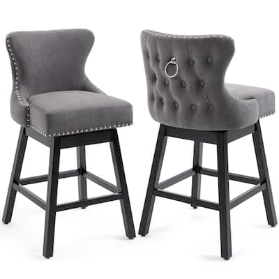 AVAWING Set of 2 Upholstered Fabric Bar Stools Chairs