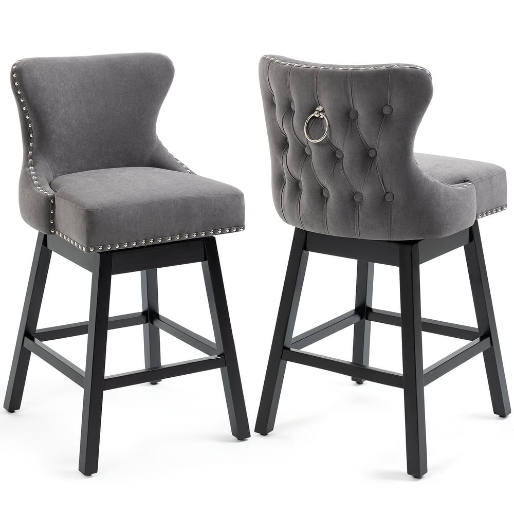 AVAWING Set of 2 Upholstered Fabric Bar Stools Chairs