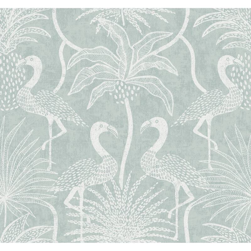 A-Street Prints Biscayne Turquoise Flamingo Beach Wallpaper