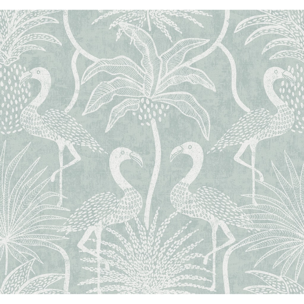 A-Street Prints Biscayne Turquoise Flamingo Beach Wallpaper