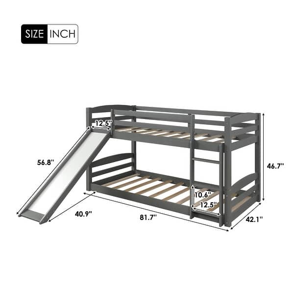 Twin over Twin Low Bunk Bed with Slide and Ladder - Bed Bath & Beyond ...