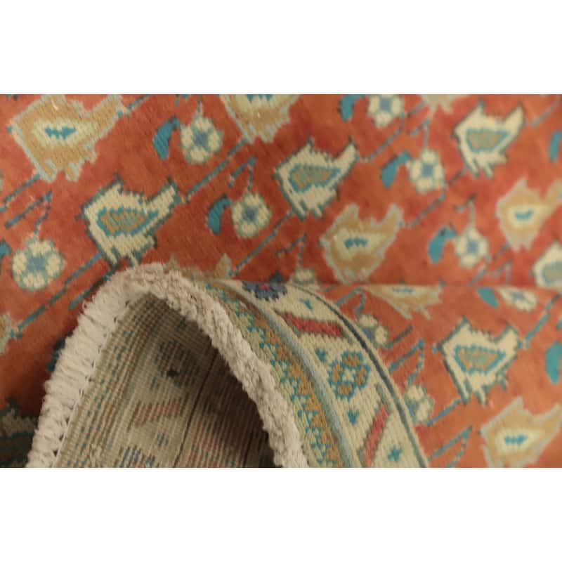 Hand Knotted Oriental 100% Wool Carpet Traditional Floral Oranges & Rust Tabriz Area Rug - 4' 8'' X 3' 2''