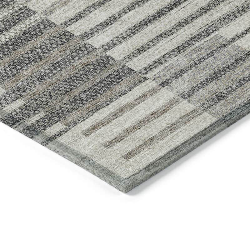 HomeRoots Striped Modern Rectangle Outdoor Rug