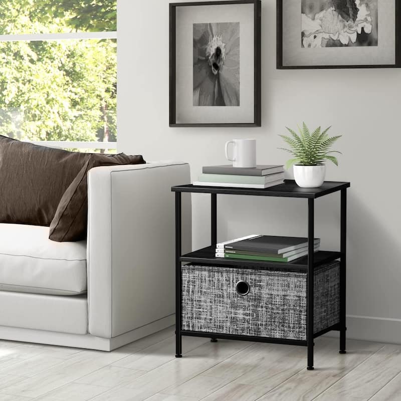 Nightstand 1-Drawer Shelf Storage - Bedside Furniture End Table Chest