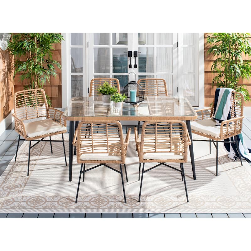 SAFAVIEH Outdoor Akeelah 7-Piece Dining Set - 59Wx36Dx29H