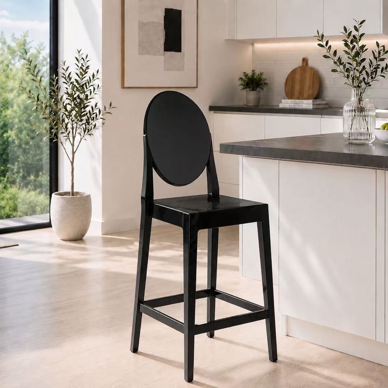 Set of 4 30" Seat Height Barstool Modern Plastic Side Bar Counter Stool Accent Armless Designer With Backs